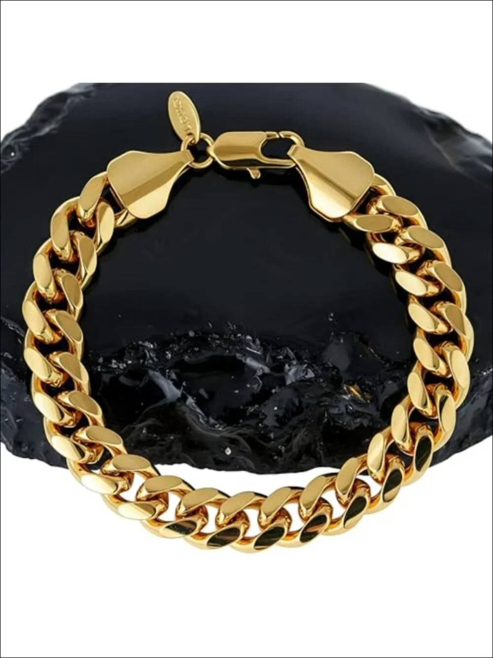 11mm Diamond Cut Miami Cuban Link Chain Bracelet 24k Real Gold Plated
